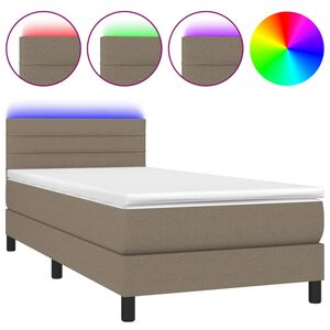 vidaXL &Kappa;&rho;&epsilon;&beta;ά&tau;&iota; Boxspring &mu;&epsilon; &Sigma;&tau;&rho;ώ&mu;&alpha; & LED Taupe 80x200 &epsilon;&kappa;. &Upsilon;&phi;&alpha;&sigma;&mu;ά&tau;&iota;&nu;&omicron;
