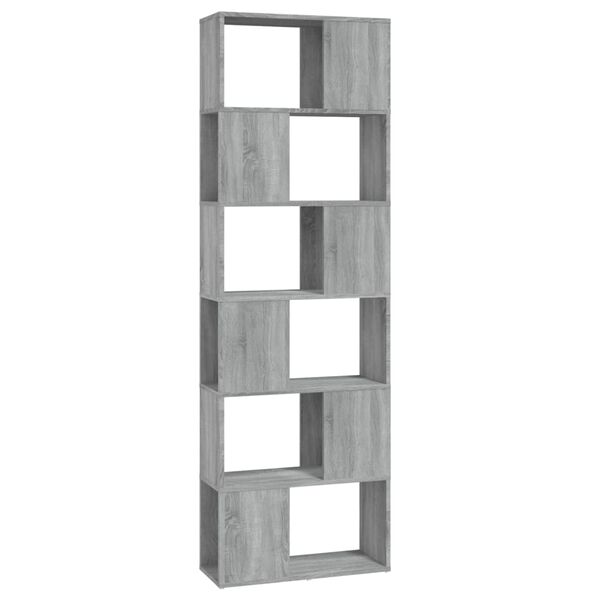 vidaXL Βιβλιοθήκη/Διαχωριστικό Χώρου Γκρι Sonoma 60 x 24 x 186 εκ.