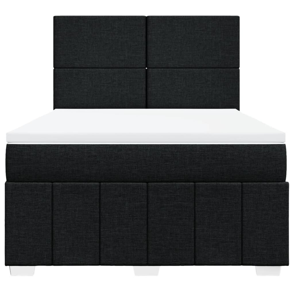 vidaXL Κρεβάτι Boxspring με Στρώμα Μαύρο 140x190 εκ. Υφασμάτινο