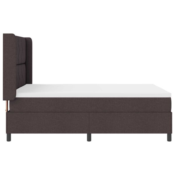 VidaXL Κρεβάτι Box Spring με Στρώμα & LED Καφέ Σκούρο 140x190 εκ. Υφασμάτινο