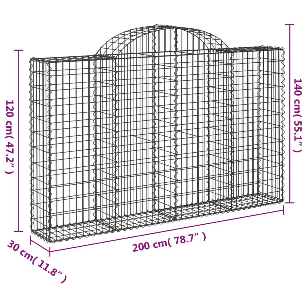 vidaXL Συρματοκιβώτια Τοξωτά 25 τεμ. 200x30x120/140 εκ. Γαλβαν. Ατσάλι