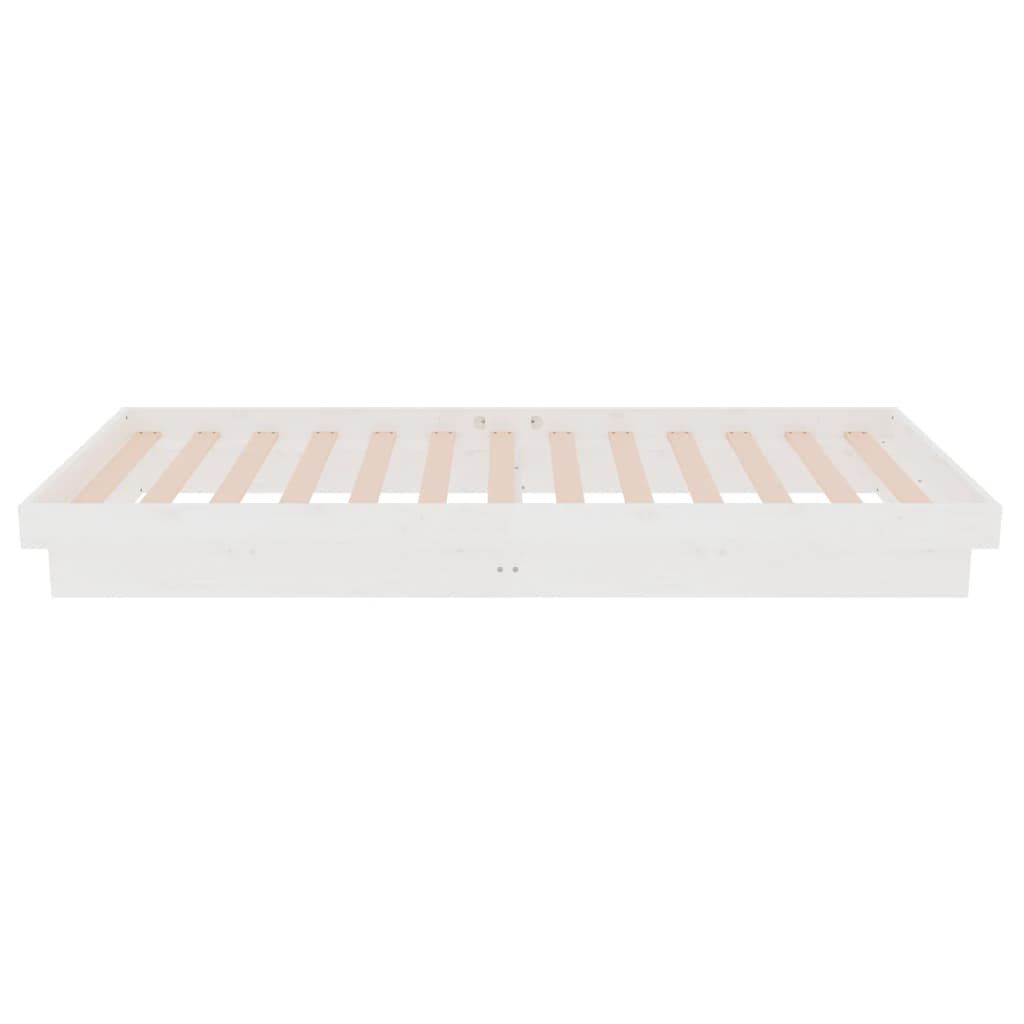 vidaXL Πλαίσιο Κρεβατιού Λευκό 75x190 εκ. Μασίφ Ξύλο Small Single