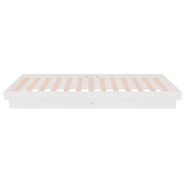 vidaXL Πλαίσιο Κρεβατιού Λευκό 75x190 εκ. Μασίφ Ξύλο Small Single