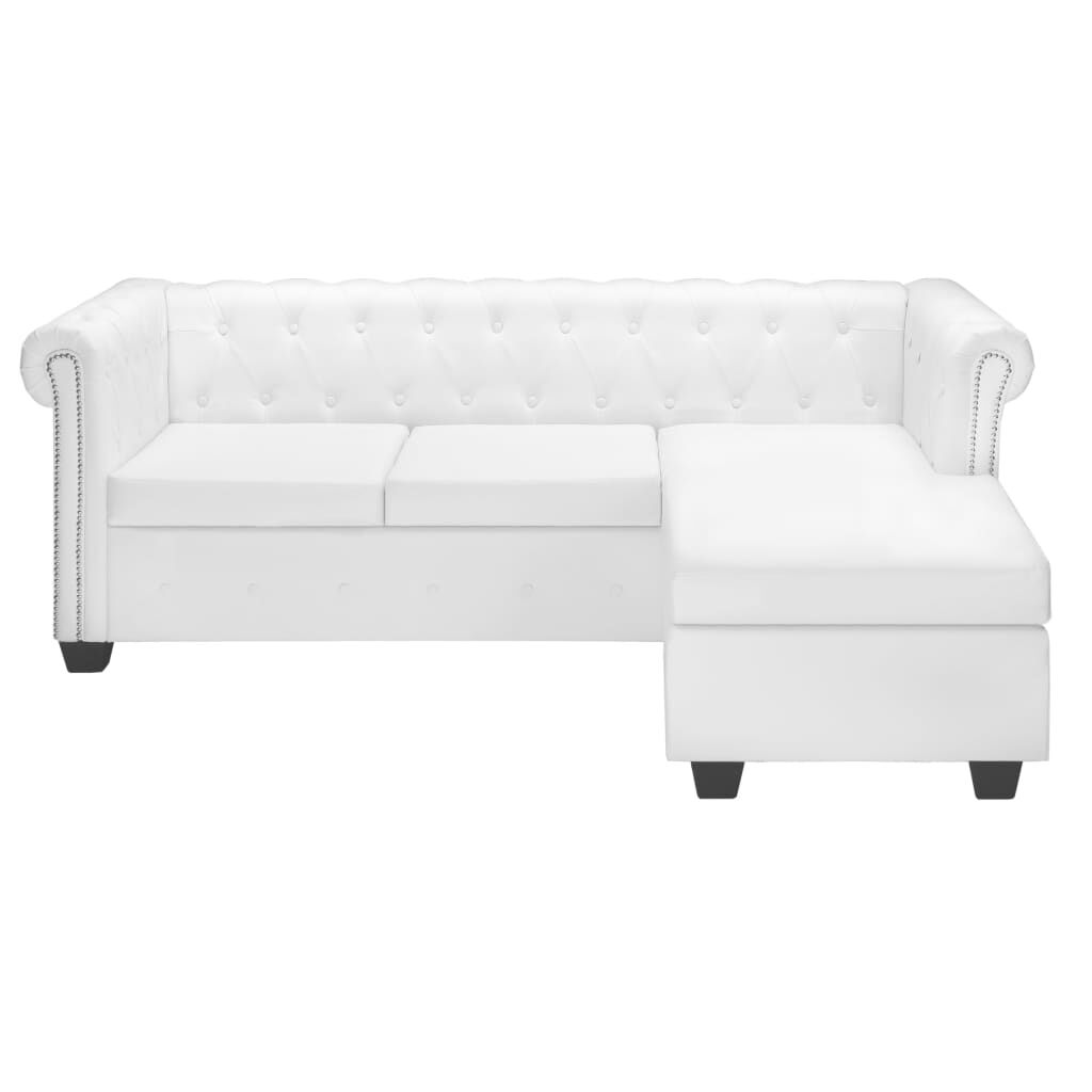 vidaXL Καναπές Γωνιακός Chesterfield Λευκός από Συνθετικό Δέρμα