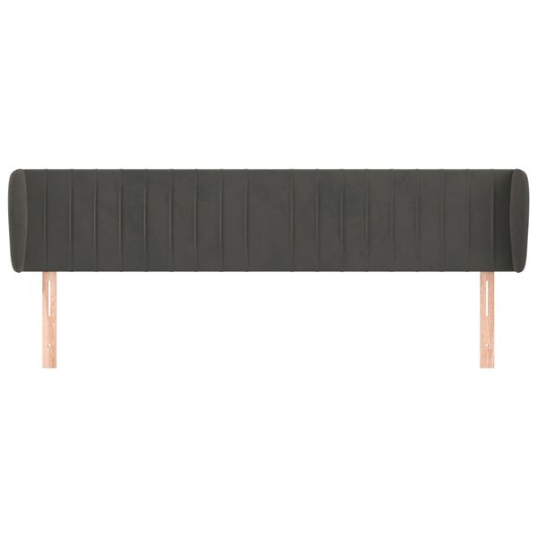 vidaXL Κεφαλάρι με Πτερύγια Σκούρο Γκρι 203x23x78/88 εκ. Βελούδινο