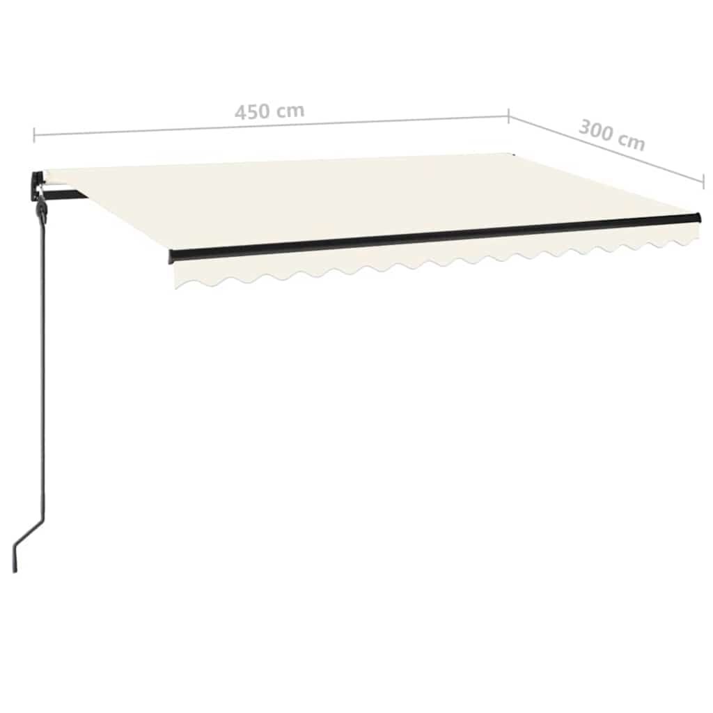 vidaXL Τέντα Συρόμενη Χειροκίνητη με LED Κρεμ 450 x 300 εκ.