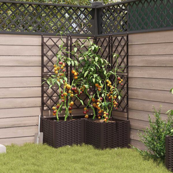 vidaXL Γλάστρα Κήπου με Πλέγμα 3 τμχ Καφέ 80x80x143 εκ