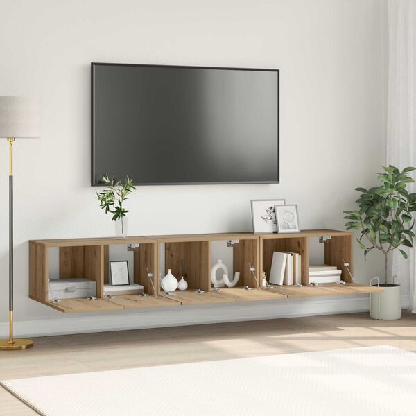 vidaXL Ντουλάπι TV 3 pcs Καφέ 60 x 30 x 30 cm Επεξεργασμένο ξύλο