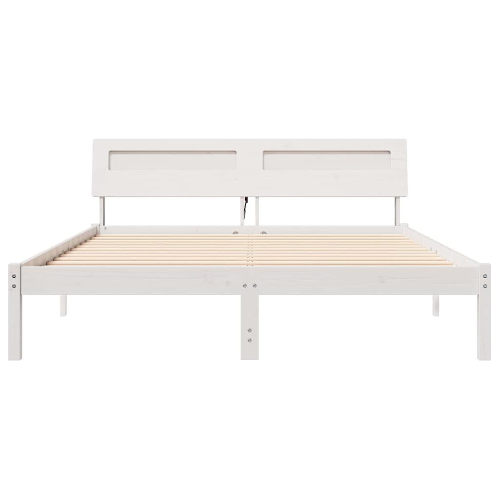 vidaXL Σκελετός Κρεβατιού Λευκό 140 x 200 cm Μασίφ ξύλο πεύκου