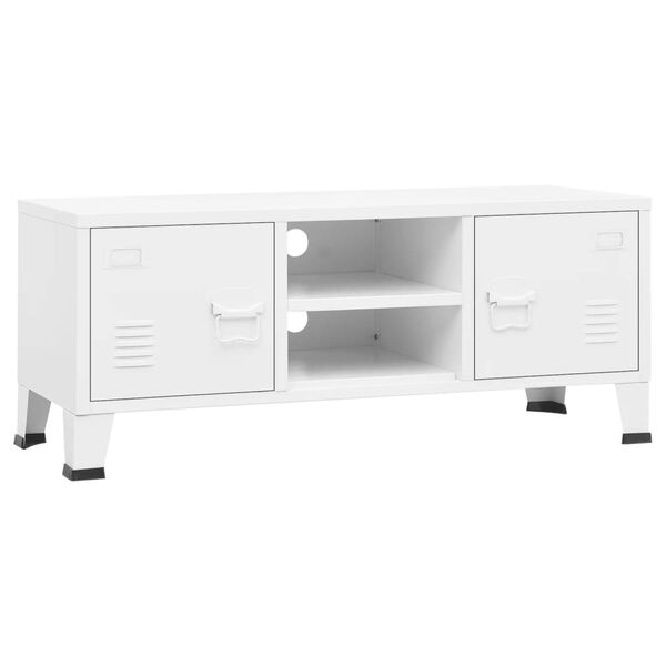 vidaXL Έπιπλο Τηλεόρασης Βιομηχανικό Λευκό 105 x 35 x 42 εκ. Μεταλλικό