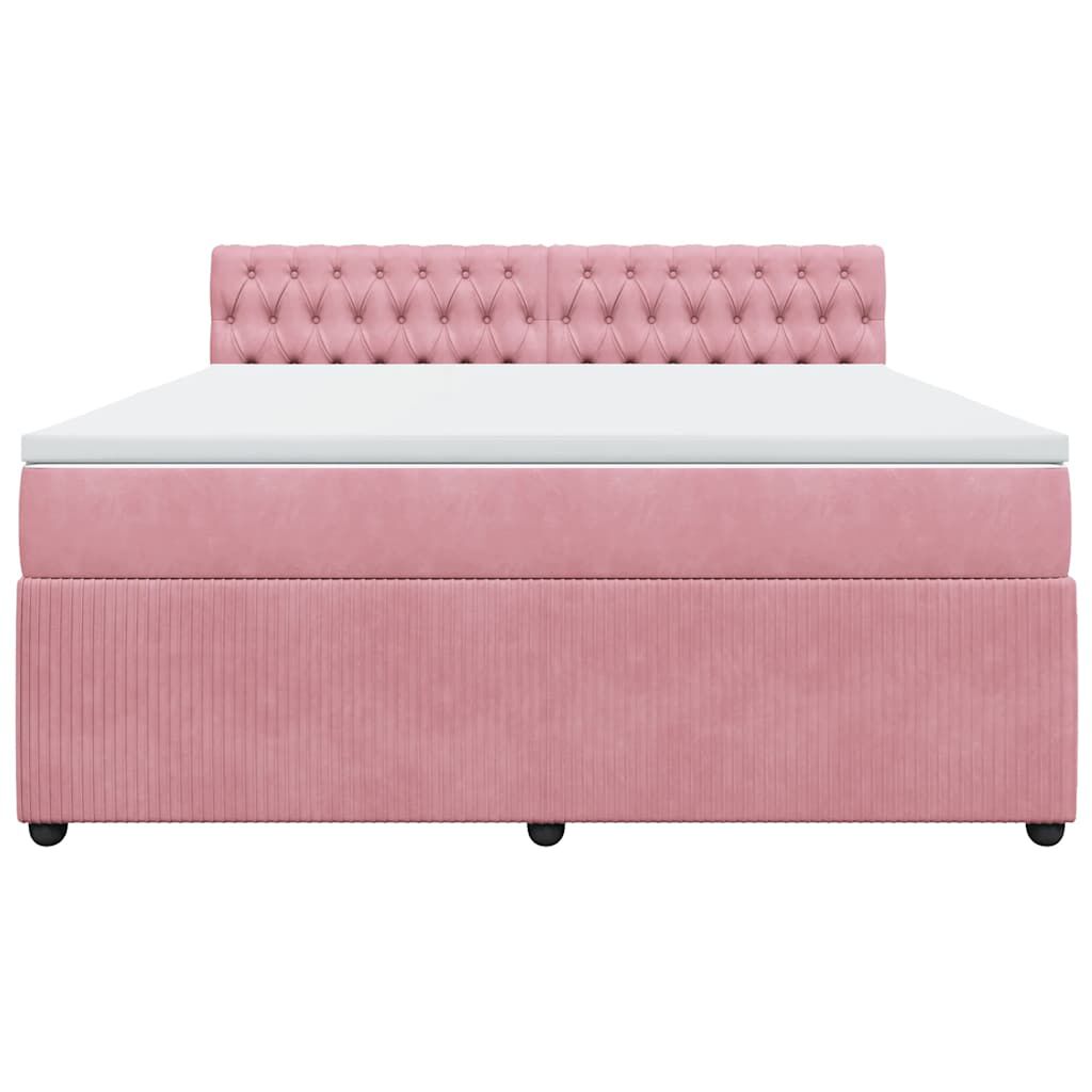 vidaXL Κρεβάτι Boxspring με Στρώμα Ροζ 180x200 εκ. Βελούδινο