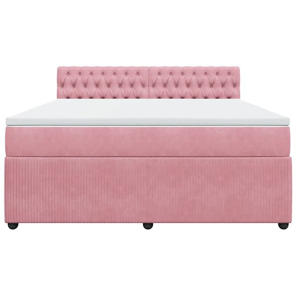 vidaXL Κρεβάτι Boxspring με Στρώμα Ροζ 180x200 εκ. Βελούδινο