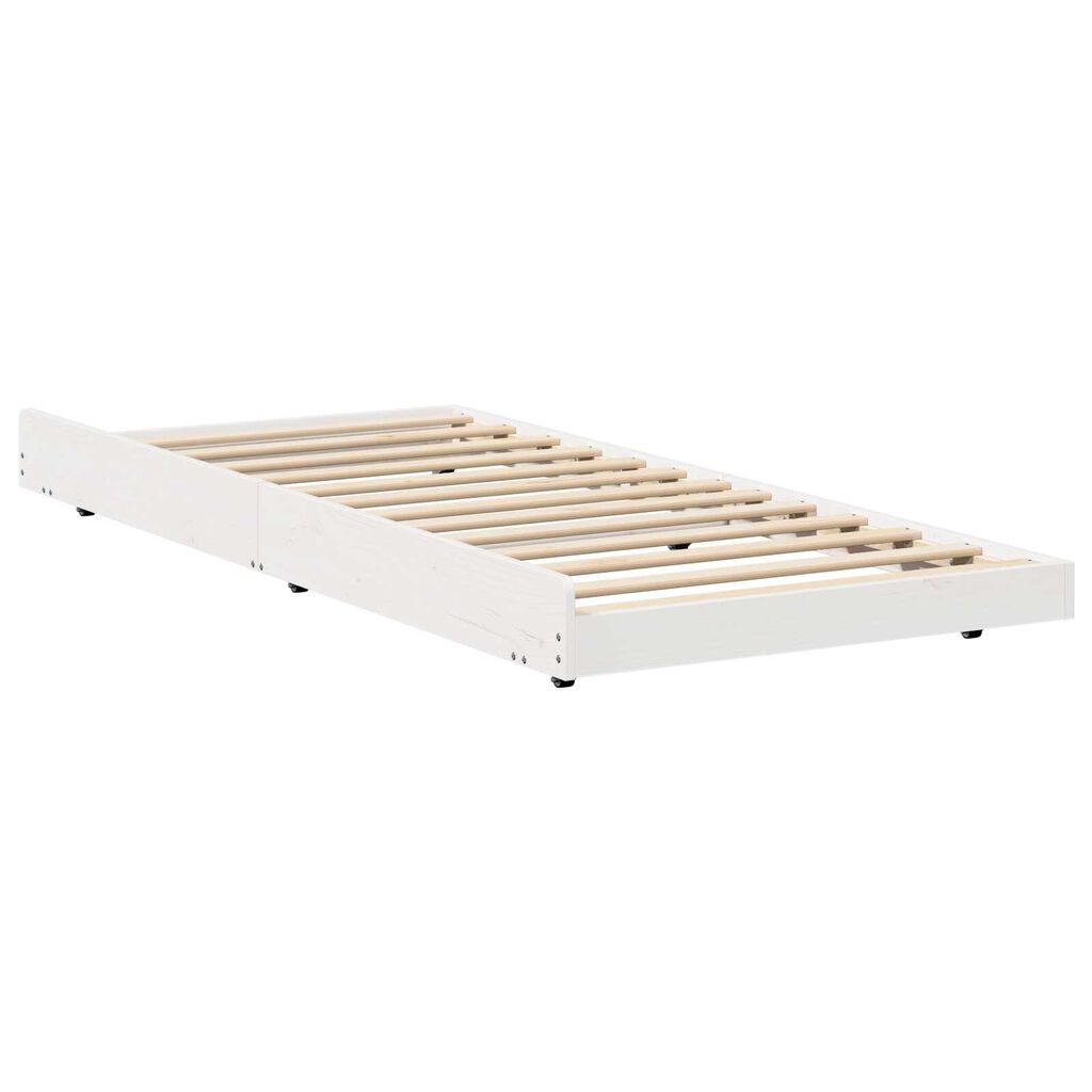 vidaXL Κρεβάτι Λευκό Μασίφ ξύλο πεύκου 90 x 200 cm Ανθεκτικό Κρεβάτι