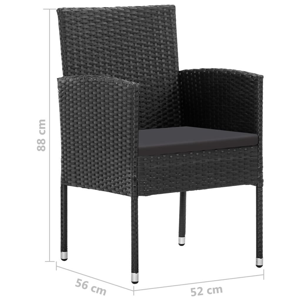vidaXL Σετ Τραπεζαρίας Κήπου 7 Τεμαχίων Μαύρο