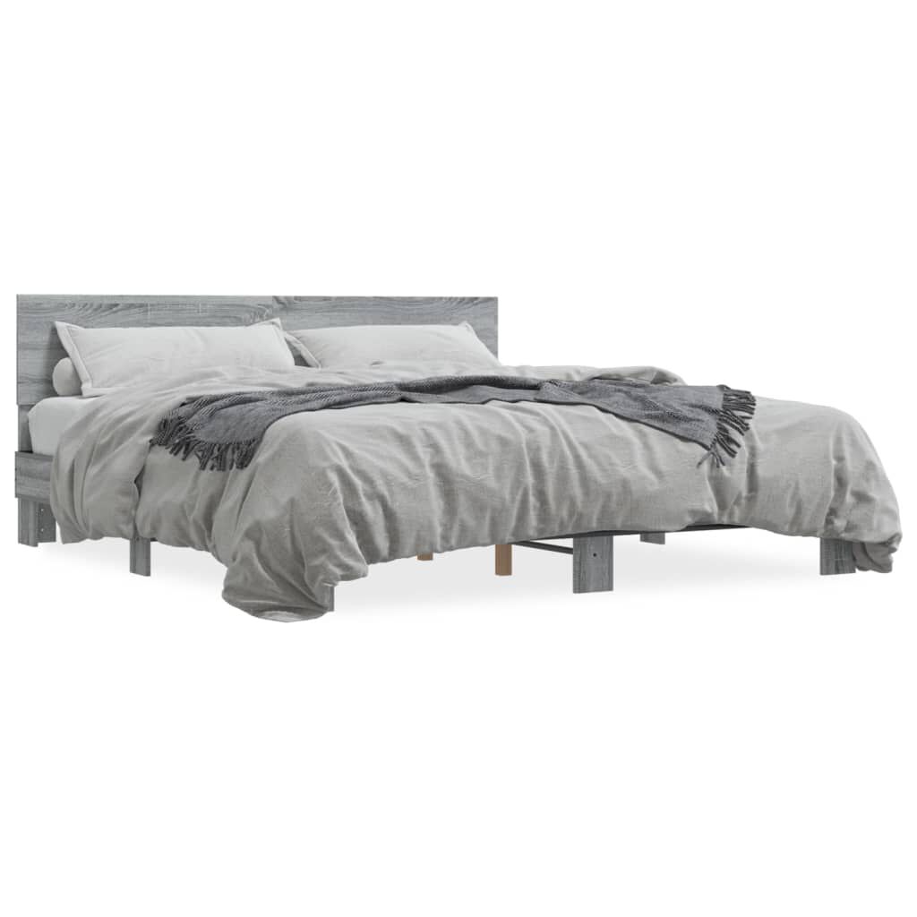 vidaXL Πλαίσιο Κρεβατιού Γκρι Sonoma 180x200 εκ. Επεξ. Ξύλο & Μέταλλο