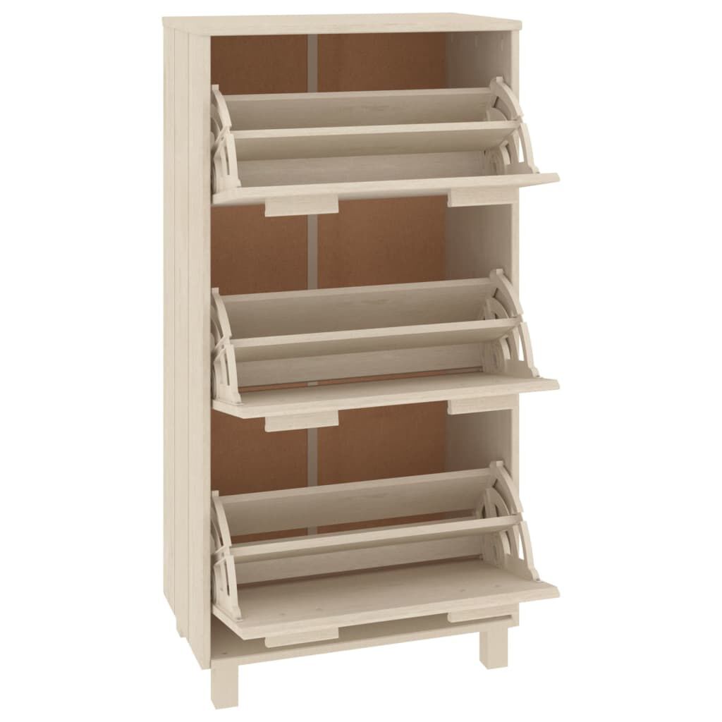 vidaXL Παπουτσοθήκη HAMAR Καφέ Μελί 59,5x35x117 εκ. Μασίφ Ξύλο Πεύκου