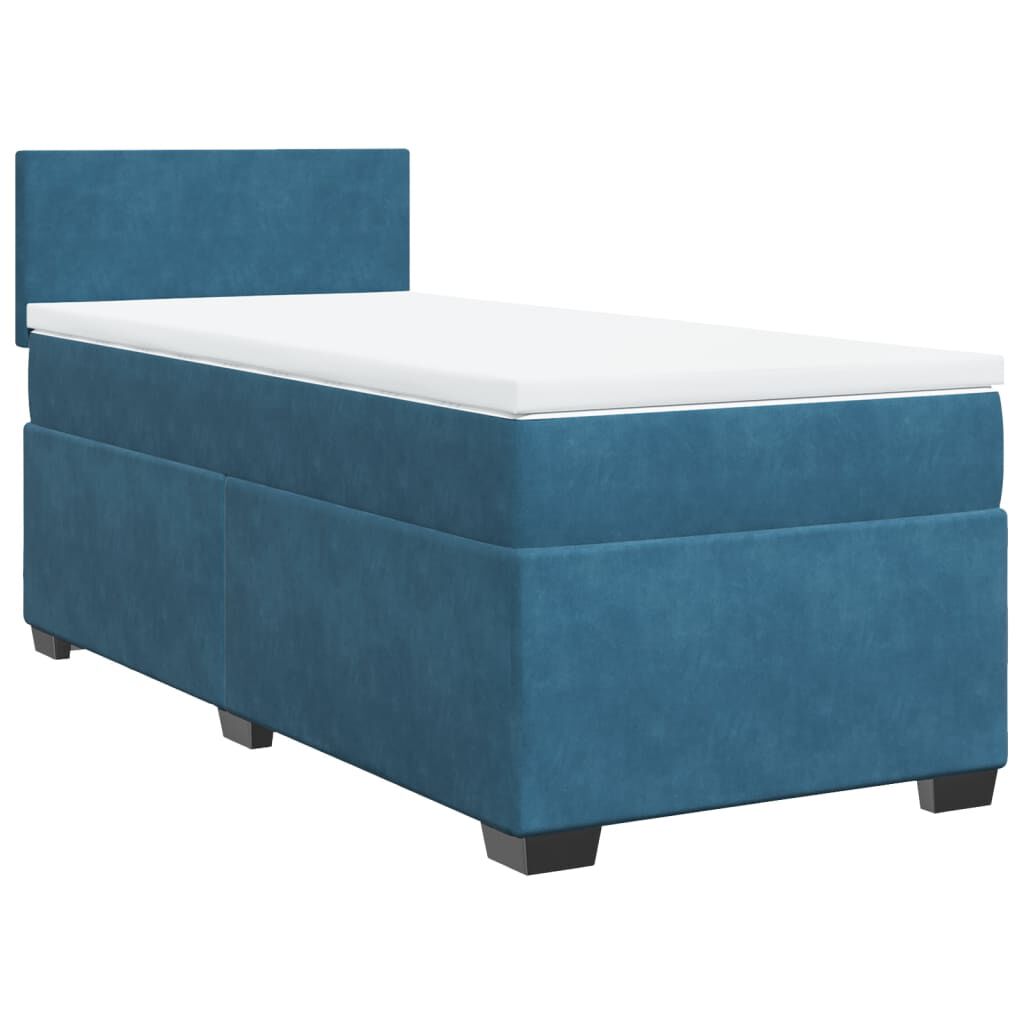 vidaXL Κρεβάτι Boxspring με Στρώμα Σκούρο Μπλε 90x200 εκ. Βελούδινο