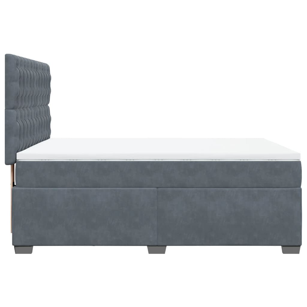vidaXL Κρεβάτι Boxspring με Στρώμα Σκούρο Γκρι 140x190 εκ. Βελούδινο