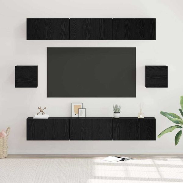 vidaXL Σετ επίπλου τηλεόρασης 8 pcs Μαύρη δρυς 60 x 30 x 30 cm