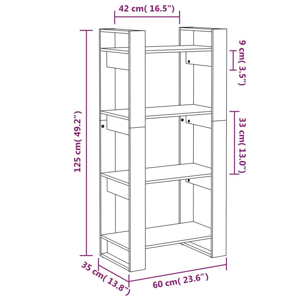 vidaXL Βιβλιοθήκη/Διαχωριστικό Χώρου 60x35x125 εκ. Μασίφ Ξύλο