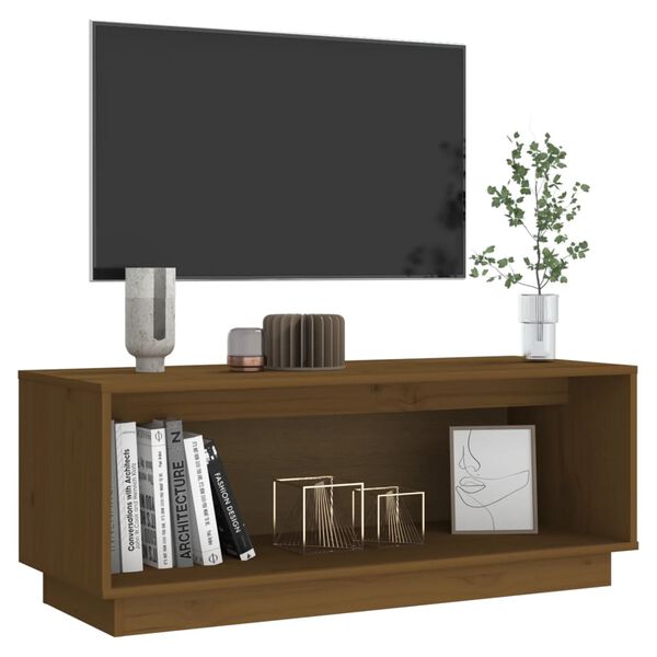 vidaXL Έπιπλο Τηλεόρασης Καφέ Μελί 90x35x35εκ από Μασίφ Ξύλο Πεύκου