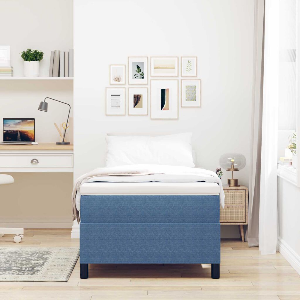 vidaXL Κρεβάτι με ελατήρια Μπλε 90 x 190 cm Βελούδο