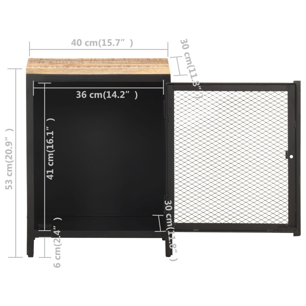 vidaXL Κομοδίνο 40 x 30 x 53 εκ. από Μασίφ Ακατέργαστο Ξύλο Μάνγκο