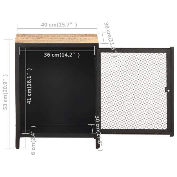 vidaXL Κομοδίνο 40 x 30 x 53 εκ. από Μασίφ Ακατέργαστο Ξύλο Μάνγκο