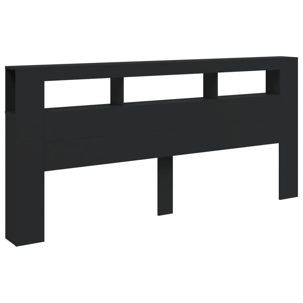 vidaXL Κεφαλάρι Κρεβατιού με LED Μαύρο 220x18,5x103,5 εκ Επεξεργ. Ξύλο
