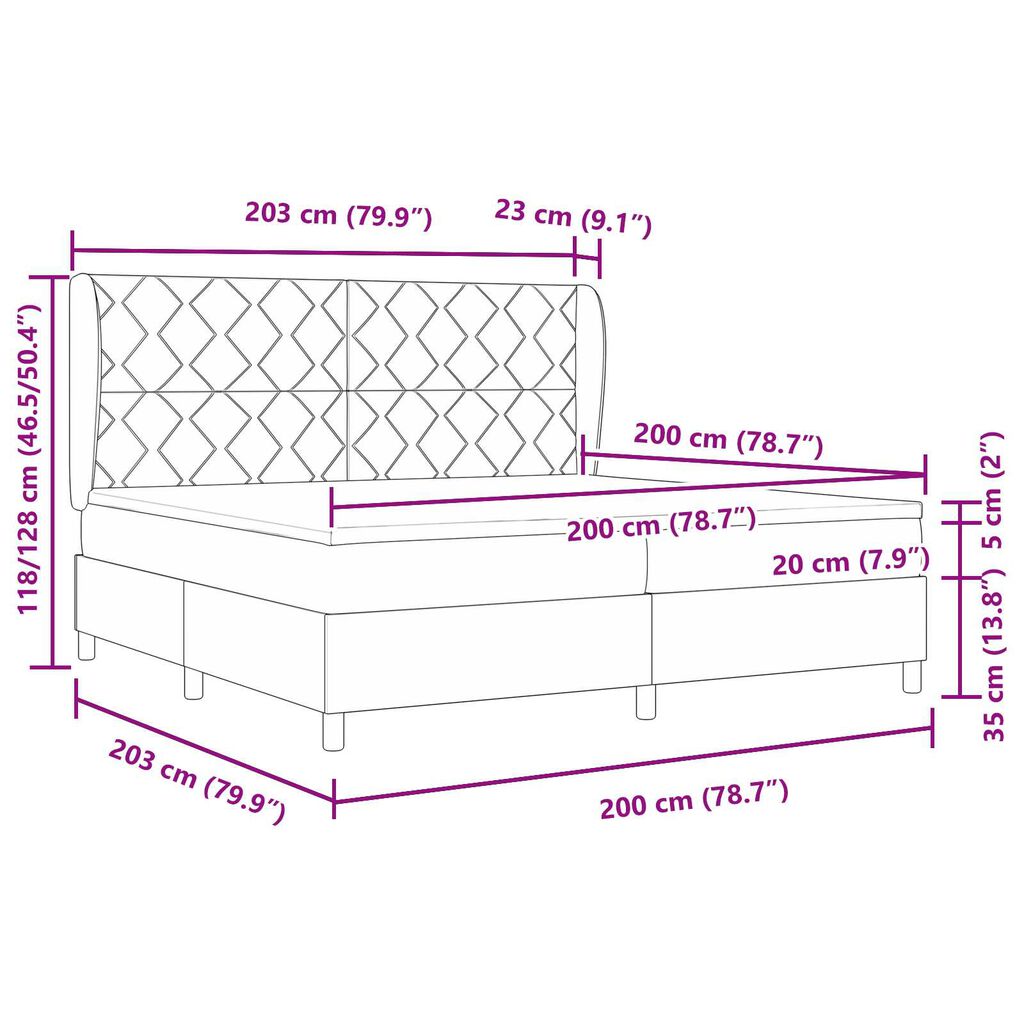 vidaXL Κρεβάτι με ελατήρια με στρώμα Μαύρο 200 x 200 cm Βελούδο