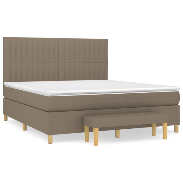 vidaXL &Kappa;&rho;&epsilon;&beta;ά&tau;&iota; Boxspring &mu;&epsilon; &Sigma;&tau;&rho;ώ&mu;&alpha; Taupe 160x200 &epsilon;&kappa;. &Upsilon;&phi;&alpha;&sigma;&mu;ά&tau;&iota;&nu;&omicron;