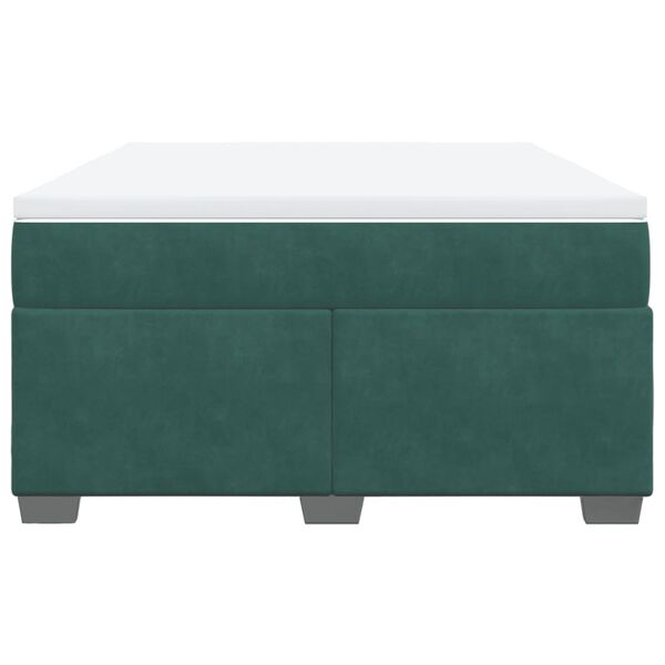 vidaXL Κρεβάτι Boxspring με Στρώμα Σκούρο Πράσινο 140x200εκ. Βελούδινο