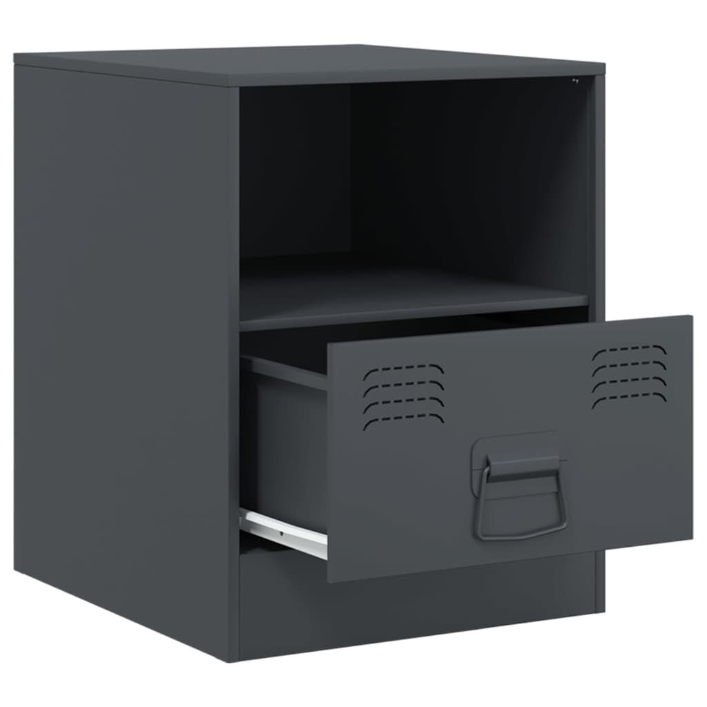 vidaXL Κομοδίνο Ανθρακί 34,5 x 39 x 44 εκ. από Χάλυβα