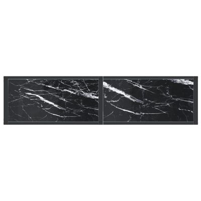 vidaXL Τραπέζι Κονσόλα Μαύρο Όψη Μαρμάρου 140x35x75,5 εκ. Ψημένο Γυαλί