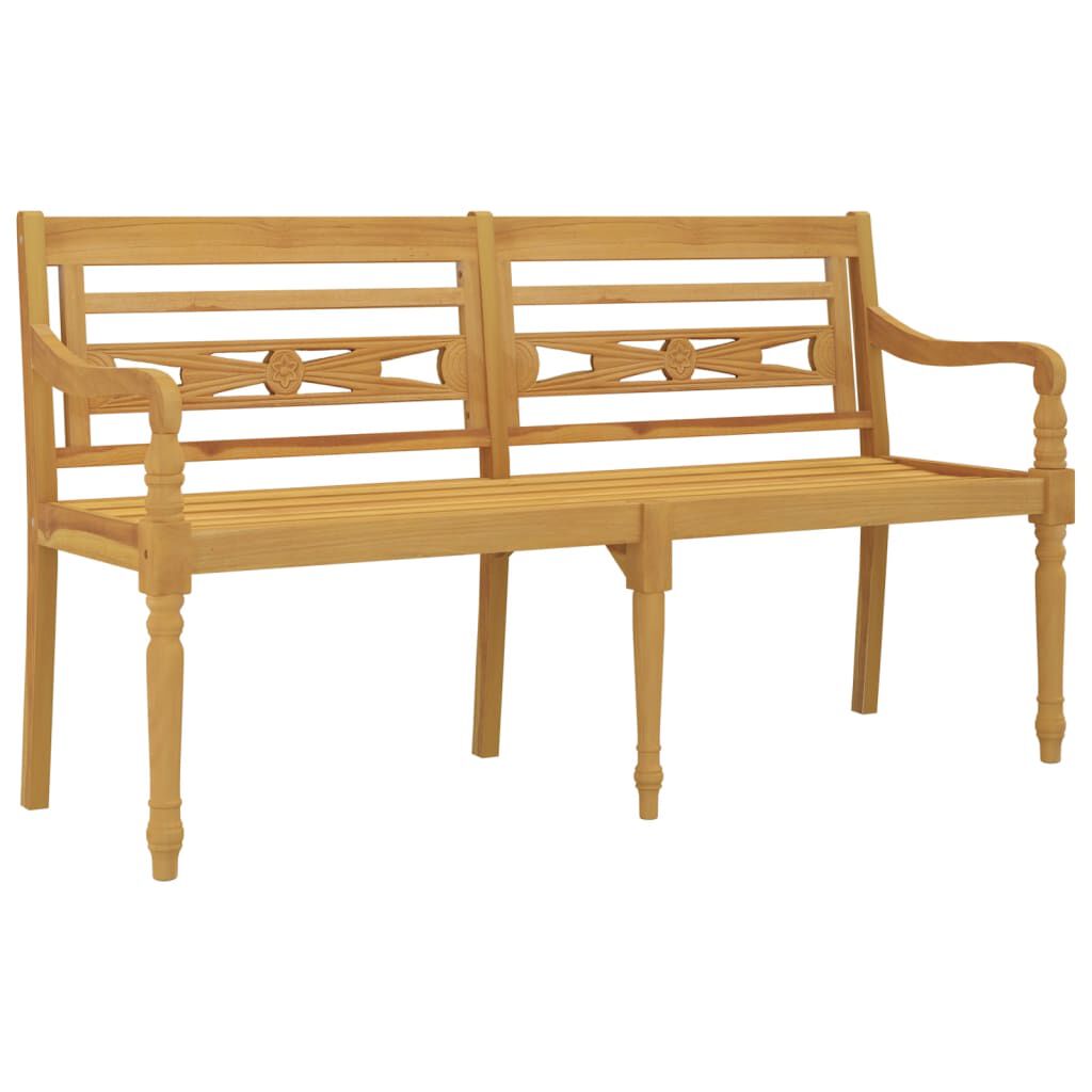 vidaXL Παγκάκι Batavia 150 εκ. από Μασίφ Ξύλο Teak με Γκρι Μαξιλάρι