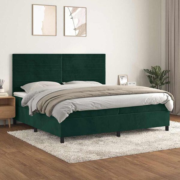 vidaXL &Kappa;&rho;&epsilon;&beta;ά&tau;&iota; Boxspring &mu;&epsilon; &Sigma;&tau;&rho;ώ&mu;&alpha; &Sigma;&kappa;&omicron;ύ&rho;&omicron; &Pi;&rho;ά&sigma;&iota;&nu;&omicron; 200x200&epsilon;&kappa;. &Beta;&epsilon;&lambda;&omicron;ύ&delta;&iota;&nu;&omicron;