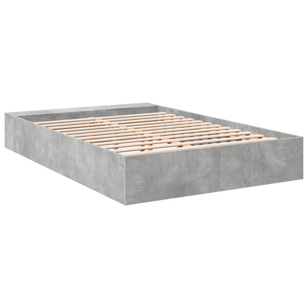 vidaXL Πλαίσιο Κρεβατιού Γκρι Σκυροδέματος 150x200 εκ. Επεξεργ. Ξύλο