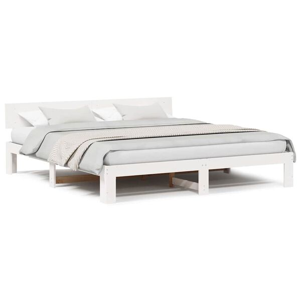 vidaXL Σκελετός Κρεβατιού Λευκό 180 x 200 cm Μασίφ ξύλο πεύκου
