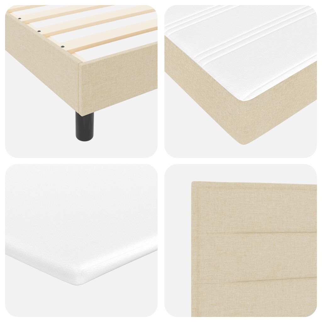 vidaXL Κρεβάτι Box Spring με στρώμα Κρεμ 100x200 εκ. Υφάσματος