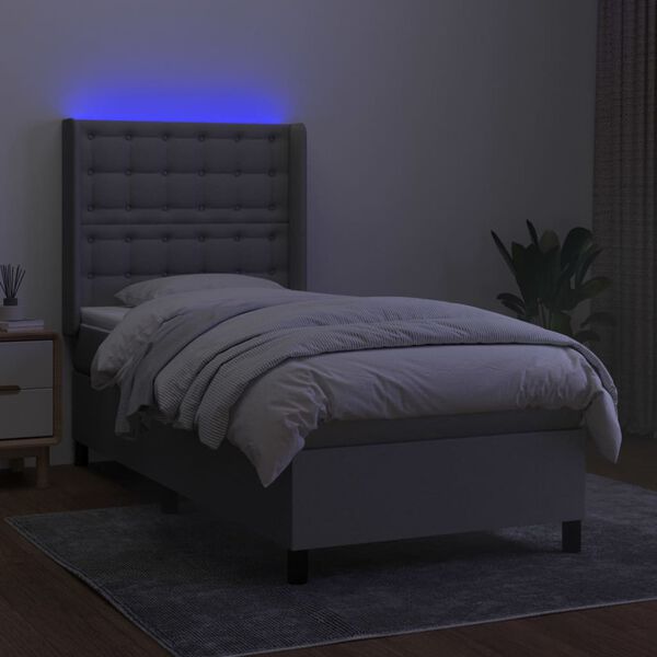 vidaXL &Kappa;&rho;&epsilon;&beta;ά&tau;&iota; Boxspring &mu;&epsilon; &Sigma;&tau;&rho;ώ&mu;&alpha; & LED &Alpha;&nu;.&Gamma;&kappa;&rho;&iota; 100x200&epsilon;&kappa;. &Upsilon;&phi;&alpha;&sigma;&mu;ά&tau;&iota;&nu;&omicron;