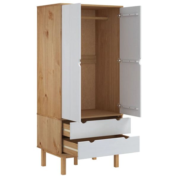 vidaXL Ντουλάπα OTTA Καφέ/Λευκό 76,5 x 53 x 172 εκ. Μασίφ Ξύλο Πεύκου