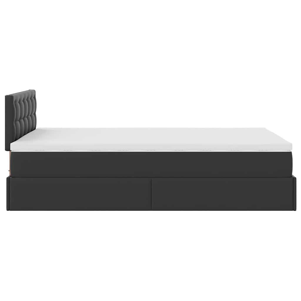 vidaXL Οθωμανικό κρεβάτι με στρώμα Μαύρο 120x190 cm Faux Leather
