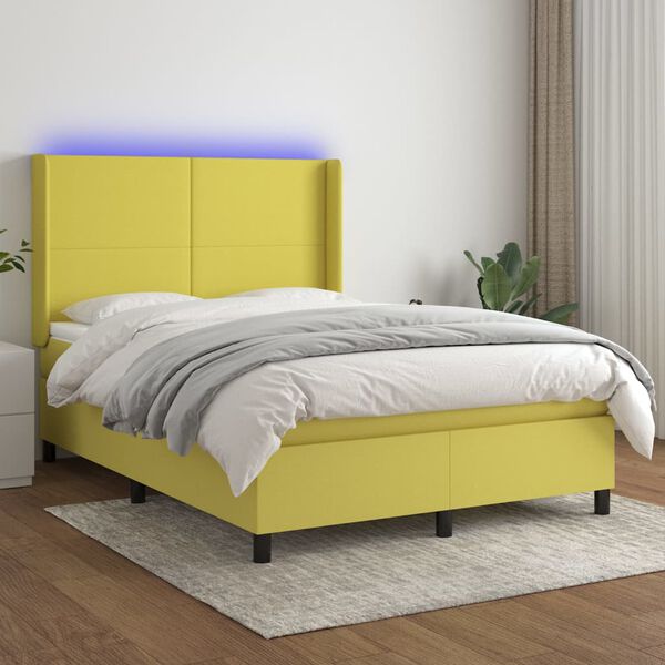 vidaXL &Kappa;&rho;&epsilon;&beta;ά&tau;&iota; Boxspring &mu;&epsilon; &Sigma;&tau;&rho;ώ&mu;&alpha; & LED &Pi;&rho;ά&sigma;&iota;&nu;&omicron; 140x190 &epsilon;&kappa; &Upsilon;&phi;&alpha;&sigma;&mu;ά&tau;&iota;&nu;&omicron;