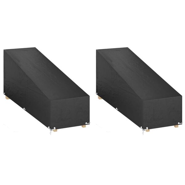 vidaXL Κάλυμμα Ξαπλώστρας 2 τεμ με 12 Κρίκους 200x65x35/60 εκ Πολυαιθ.