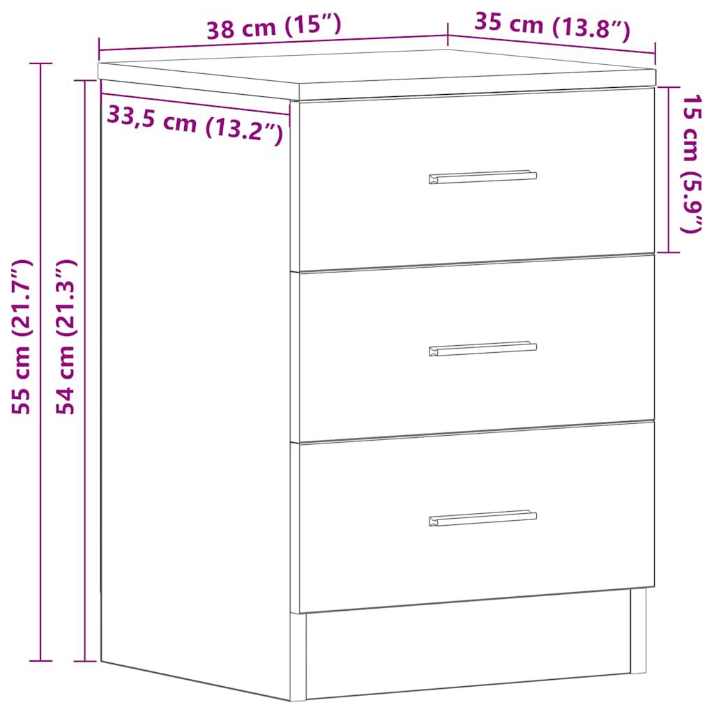 vidaXL Κομοδίνα 2 τεμ. Χρώμα Sonoma Δρυς 38x35x56 εκ. από Επεξ. Ξύλο