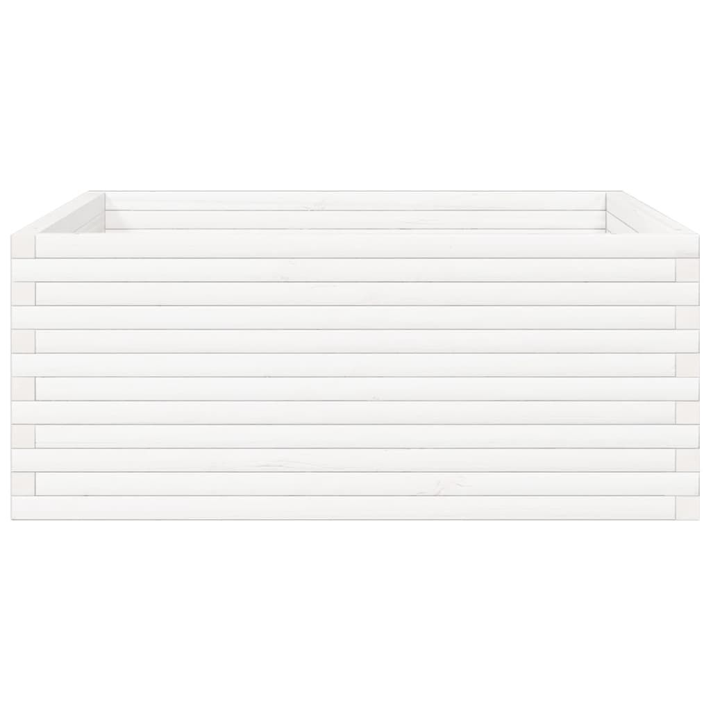 vidaXL Ζαρντινιέρα Κήπου Λευκή 110x110x46 εκ. από Μασίφ Ξύλο Πεύκου