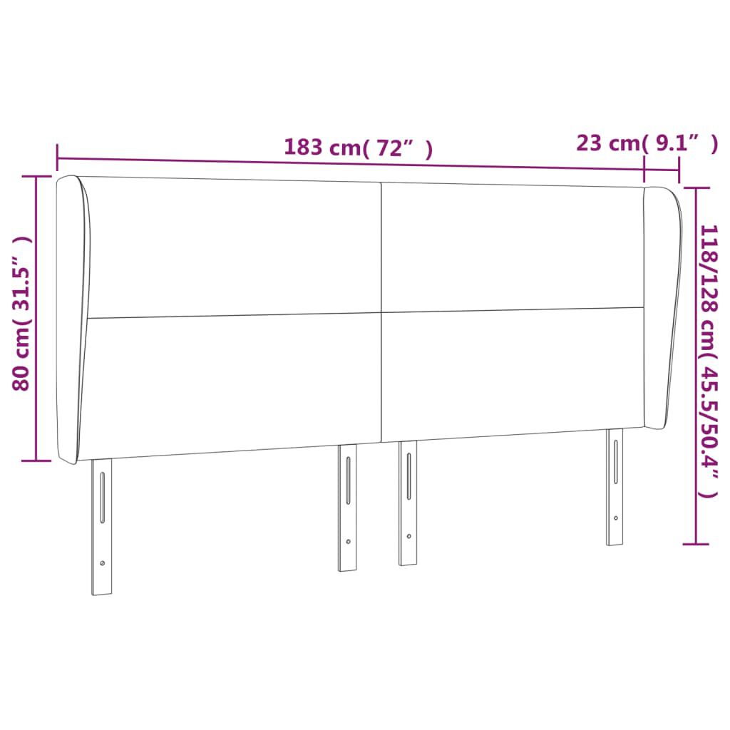vidaXL Κεφαλάρι με Πτερύγια Μαύρο 183x23x118/128 εκ. Υφασμάτινο