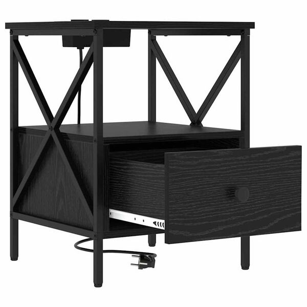 vidaXL Κομοδίνο Μαύρη δρυς 41.5 x 40.5 x 55 εκ. Επεξεργασμένο ξύλο
