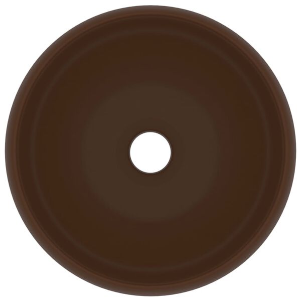 vidaXL Νιπτήρας Πολυτελής Στρογγυλός Σκ. Καφέ Ματ 40x15 εκ. Κεραμικός