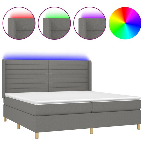 vidaXL &Kappa;&rho;&epsilon;&beta;ά&tau;&iota; Boxspring &mu;&epsilon; &Sigma;&tau;&rho;ώ&mu;&alpha; & LED &Sigma;&kappa;.&Gamma;&kappa;&rho;&iota; 200x200&epsilon;&kappa;. &Upsilon;&phi;&alpha;&sigma;&mu;ά&tau;&iota;&nu;&omicron;